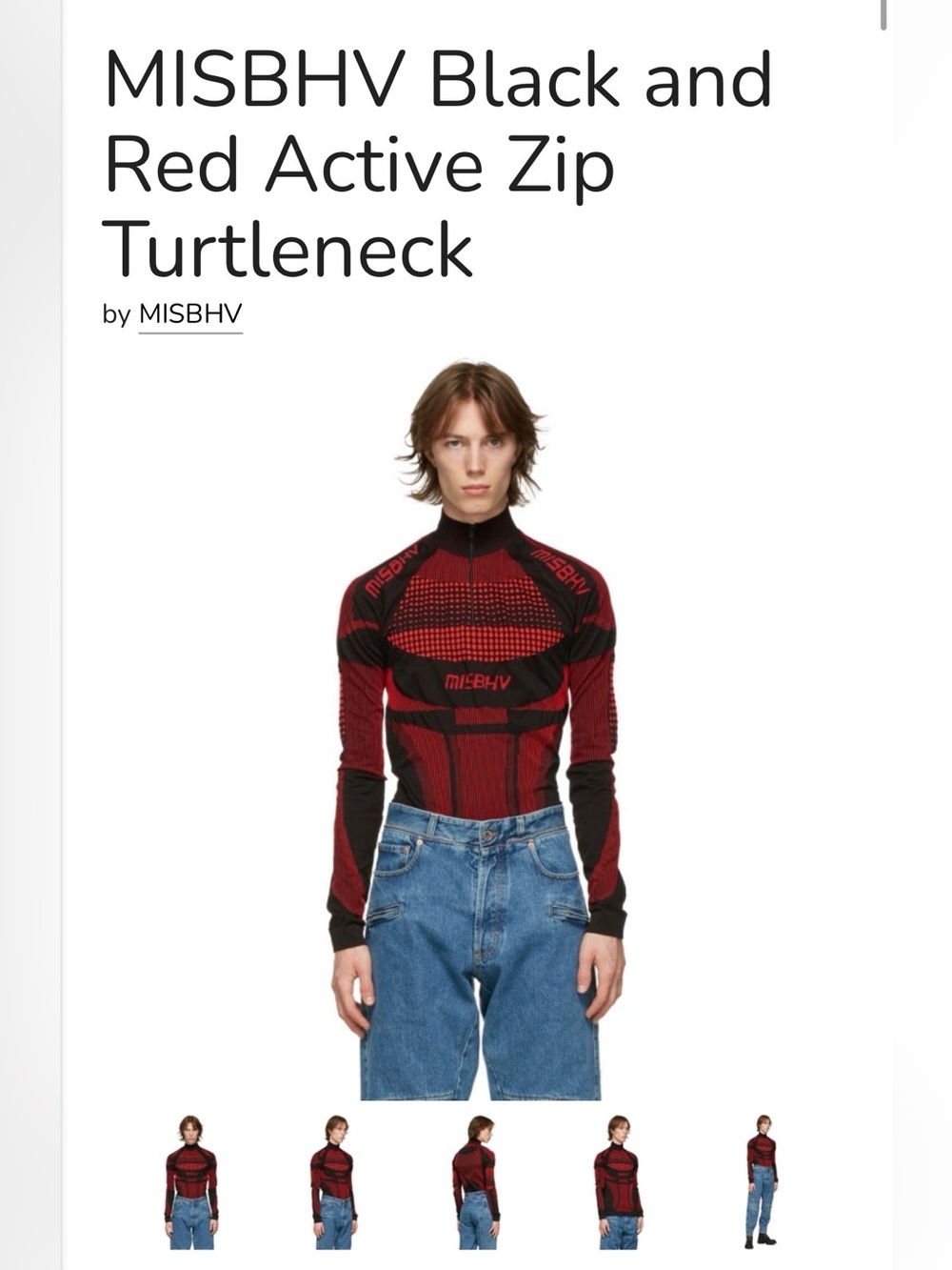 MISBHV Black and Red Active Zip Turtleneck